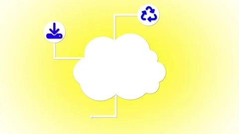 Abstract cloud computing concept with icons animated on a yellow gradient b.. Vídeo Stock 268285468