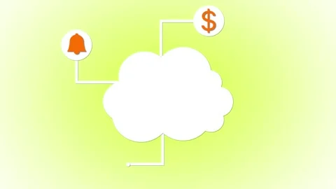 Abstract cloud computing concept with icons on a green gradient background. Stock Footage 268285700