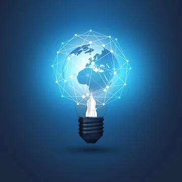 Abstract Cloud Computing, Electric and Global Network Connections Concept D.. Stock Illustration