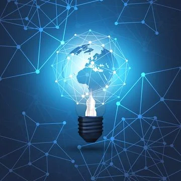 Abstract Cloud Computing, Electric and Global Network Connections Concept D.. Stock Illustration