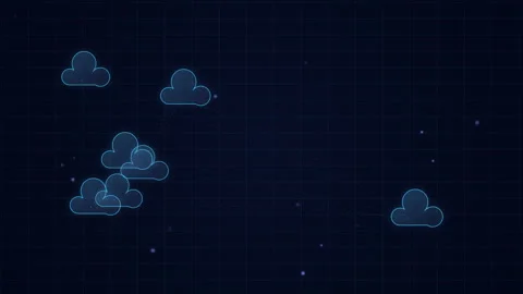 Abstract Cloud Computing Network Connecting Nodes in Blue Digital Cyber Space Stock Footage 348328963