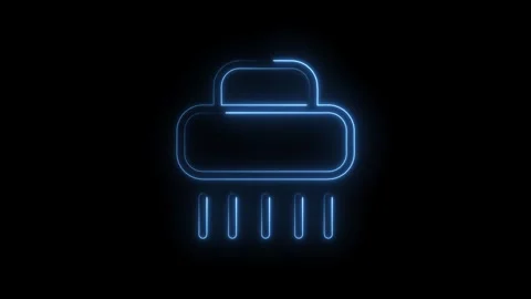 Abstract cloud computing network icon with glowing blue neon lines on a dar.. Video stock 314542688