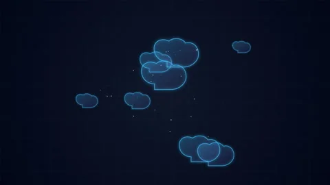 Abstract Cloud Computing Network Nodes Floating in Blue Digital Cyberspace with Stock Footage 348328133