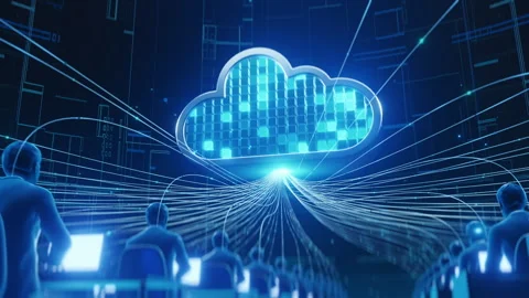 Abstract Cloud Computing Network with People Stock Footage 310742302
