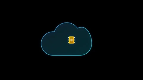 Abstract Cloud Computing Processor with Golden Microchip and Blue Gradient .. Stock Footage 346611398