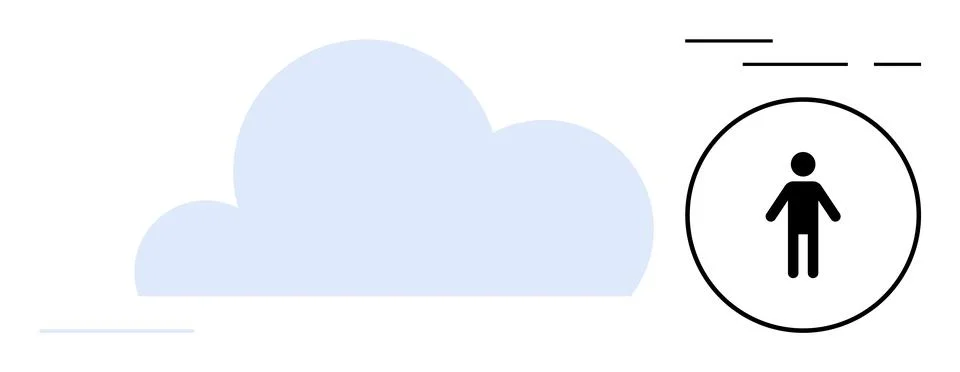 Abstract Cloud Computing with User Icon and Minimalist Design Elements Stock Illustration