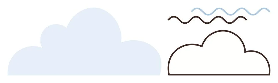 Abstract Cloud Designs with Wavy Lines Representing Airflow and Weather Patterns Ilustración de archivo