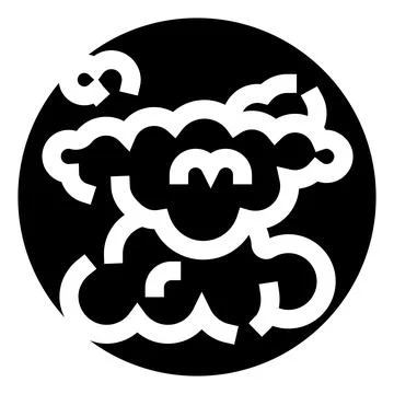 Abstract cloud drawing forming a brain inside circle Stock Illustration
