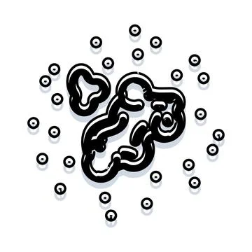 Abstract cloud drawing with scattered ink circles イラスト素材