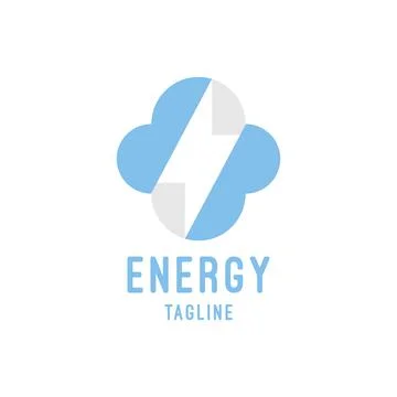 Abstract cloud with flash logo design illustration vector template. Cloud techno Stock Illustration