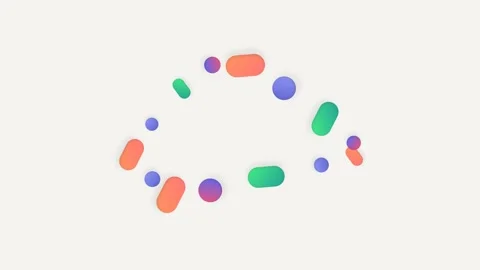 Abstract cloud formation made of colorful floating geometric shapes and dots Stock Footage 338312072