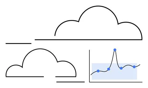 Abstract Cloud Forms with Graph - Merging Nature and Data Analytics 스톡 일러스트