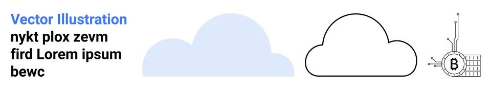 Abstract Cloud Icons Including Network Diagram for Data and Technology Themes Illustrazione stock