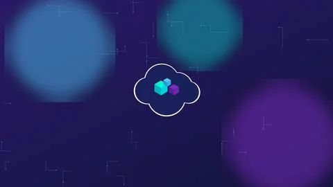 Abstract cloud with interconnected cubes in futuristic digital design Stock Illustration