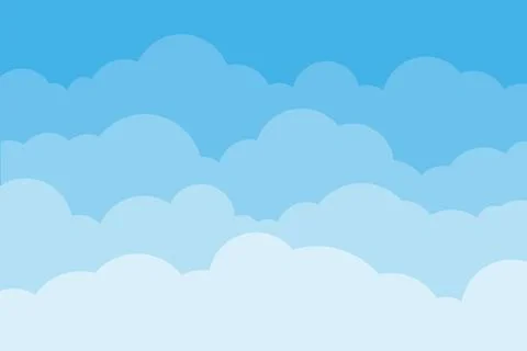 Abstract cloud layers background with blue sky gradient paper cut out style. Stock Illustration