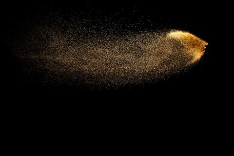 Abstract cloud motion blurred sand background.Sandy explosion isolated on o.. Stock Photos