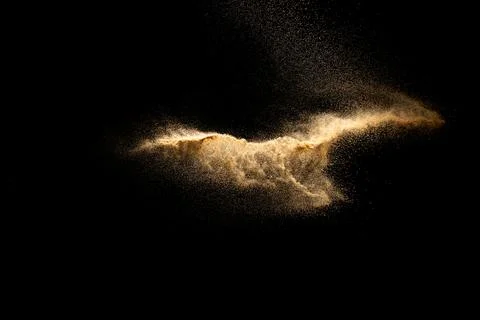 Abstract cloud motion blurred sand background.Sandy explosion isolated on o.. Stock Photos