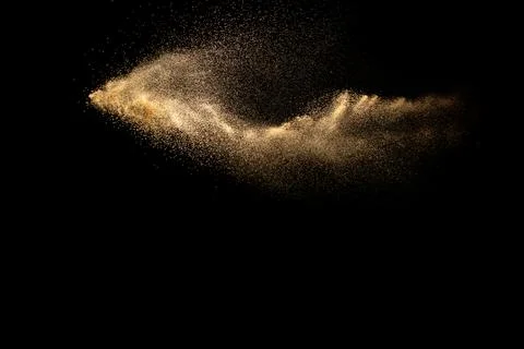 Abstract cloud motion blurred sand background.Sandy explosion isolated on o.. Stock Photos