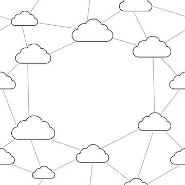 Abstract cloud network connection lines background with center copy space. Stock Illustration