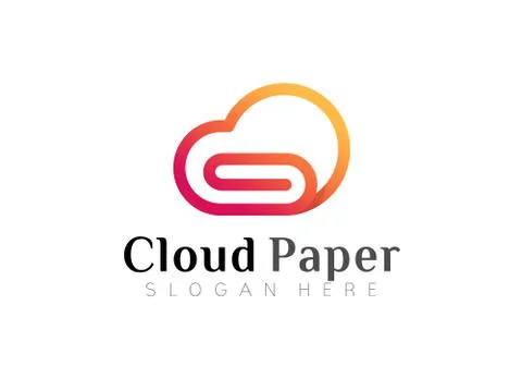 Abstract Cloud Paper Logo Design Vector Illustration Template Stock Illustration