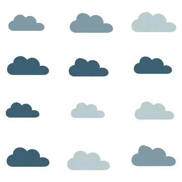 Abstract cloud pattern set in various blue and grey tones for seamless back.. Stock Illustration