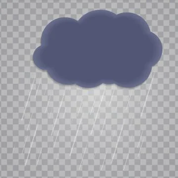 Abstract Cloud with Rain Drops on Transparent Background. Vector Stock Illustration