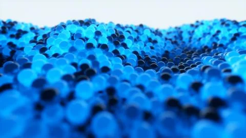 Abstract cloud of randomly glowing blue spheres. Conceptual technology busine Stock Photos