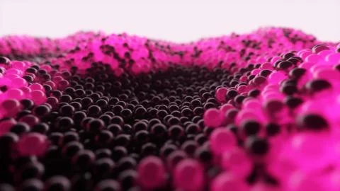 Abstract cloud of randomly glowing pink spheres. Conceptual technology busine Stock Photos