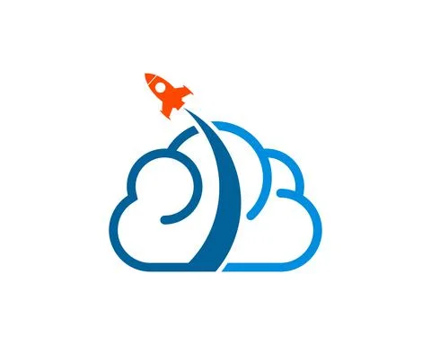 Abstract cloud with rocket launch inside Stock Illustration