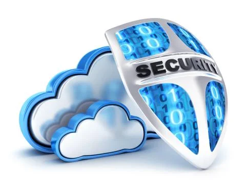 Abstract cloud security and shield Stock Illustration