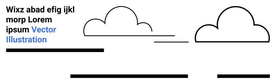 Abstract Cloud Shapes with Horizontal Lines for Creative Graphic Design イラスト素材