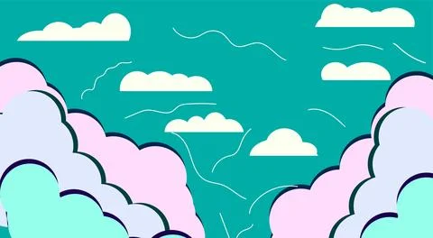 Abstract Cloud Sky Illustration with Colorful Vector Art Ilustración de archivo