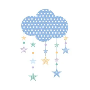 Abstract cloud with stars, isolated Stock Illustration