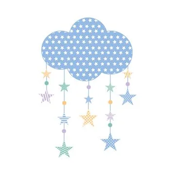 Abstract cloud with stars, vector illustration Stock Illustration