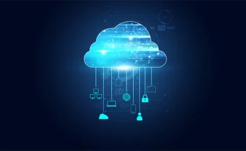 Abstract cloud technology with big data and interface concept Connection by c Stock Illustration