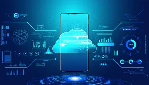 Abstract cloud technology with big data and smartphone concept Connection by  Stock Illustration