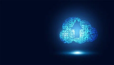 Abstract cloud technology on dark blue with dots future Concept big data mode 스톡 일러스트