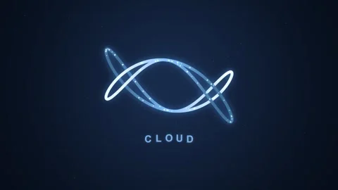 Abstract cloud technology symbol rotating on dark digital background motion.. Stock Footage 347219711
