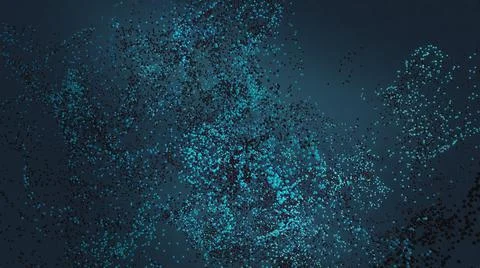 Abstract cloud of tiny particles flying in deep blue space Stock Illustration