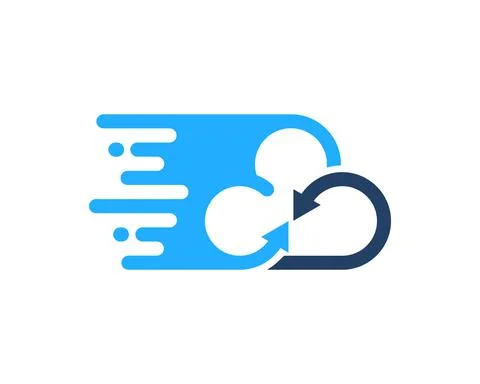 Abstract cloud with upside down arrow and fast symbol Stock Illustration