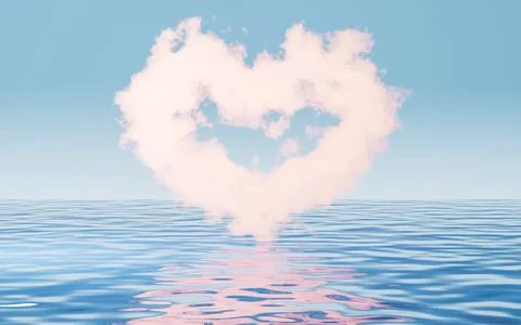 Abstract cloud on the water surface, water surface background, 3d rendering. Illustrazione stock