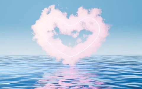 Abstract cloud on the water surface, water surface background, 3d rendering. イラスト素材
