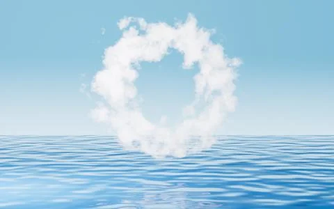 Abstract cloud on the water surface, water surface background, 3d rendering. Stock Illustration