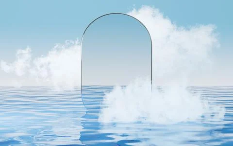 Abstract cloud on the water surface, water surface background, 3d rendering. イラスト素材