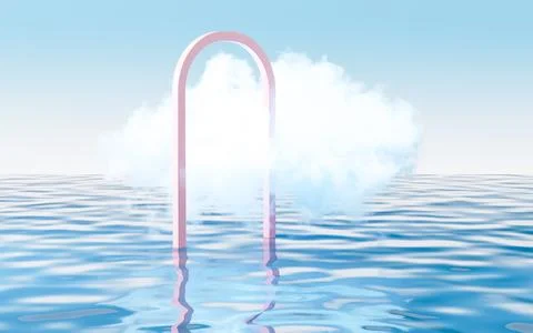 Abstract cloud on the water surface, water surface background, 3d rendering. Stock Illustration