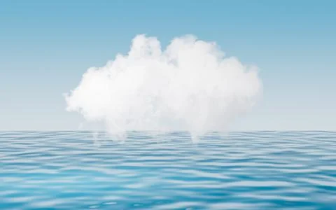 Abstract cloud on the water surface, water surface background, 3d rendering. イラスト素材