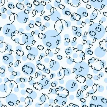 Abstract clouds sky seamless pattern. Vector illustration. 스톡 일러스트