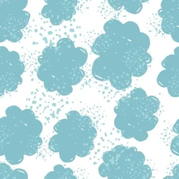 Abstract cloudy texture wallpaper. Hand drawn cloud sky seamless pattern. Stock Illustration