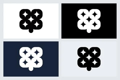 Abstract Clover Icon Set Minimalist Design Stock Illustration
