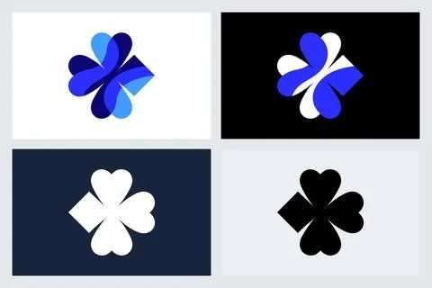 Abstract Clover Logo Icon Set Minimalist Design Illustrazione stock